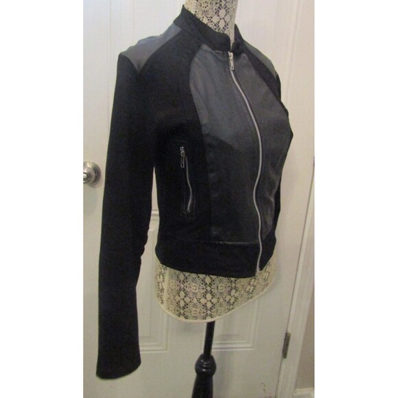 Rock ‘N Karma Moto Jacket NWOT Black Faux Leather Biker Elbow Patches Size M - Picture 5 of 8
